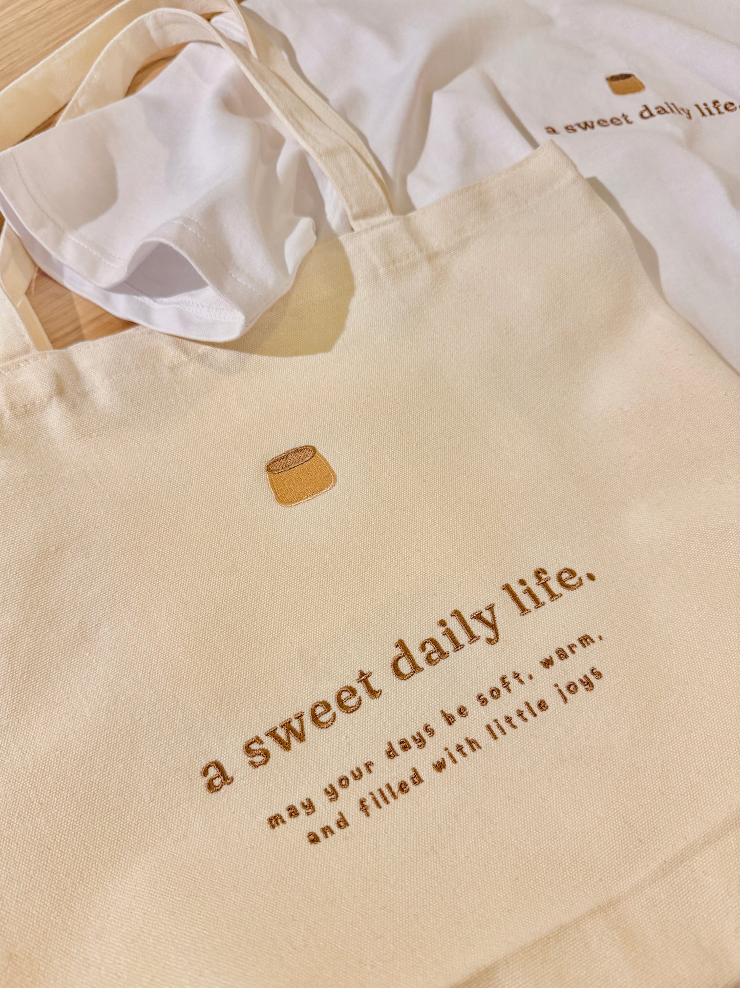 A Sweet Daily Life Tote Bag with Pocket