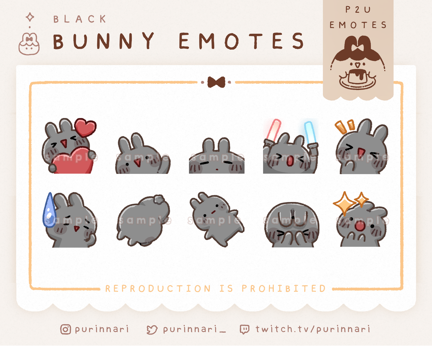 [ P2U ] Bunny Emote Bundle of 10 ⋮ Discord/Twitch/Youtube