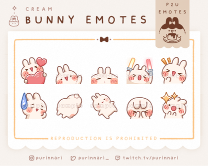 [ P2U ] Bunny Emote Bundle of 10 ⋮ Discord/Twitch/Youtube