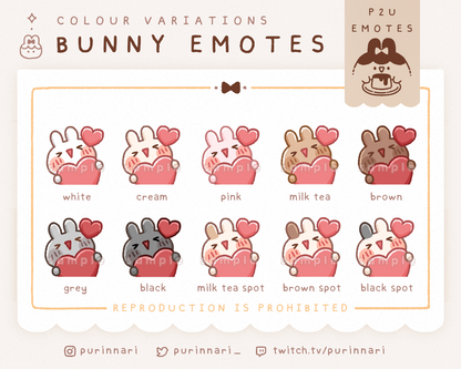 [ P2U ] Bunny Emote Bundle of 10 ⋮ Discord/Twitch/Youtube