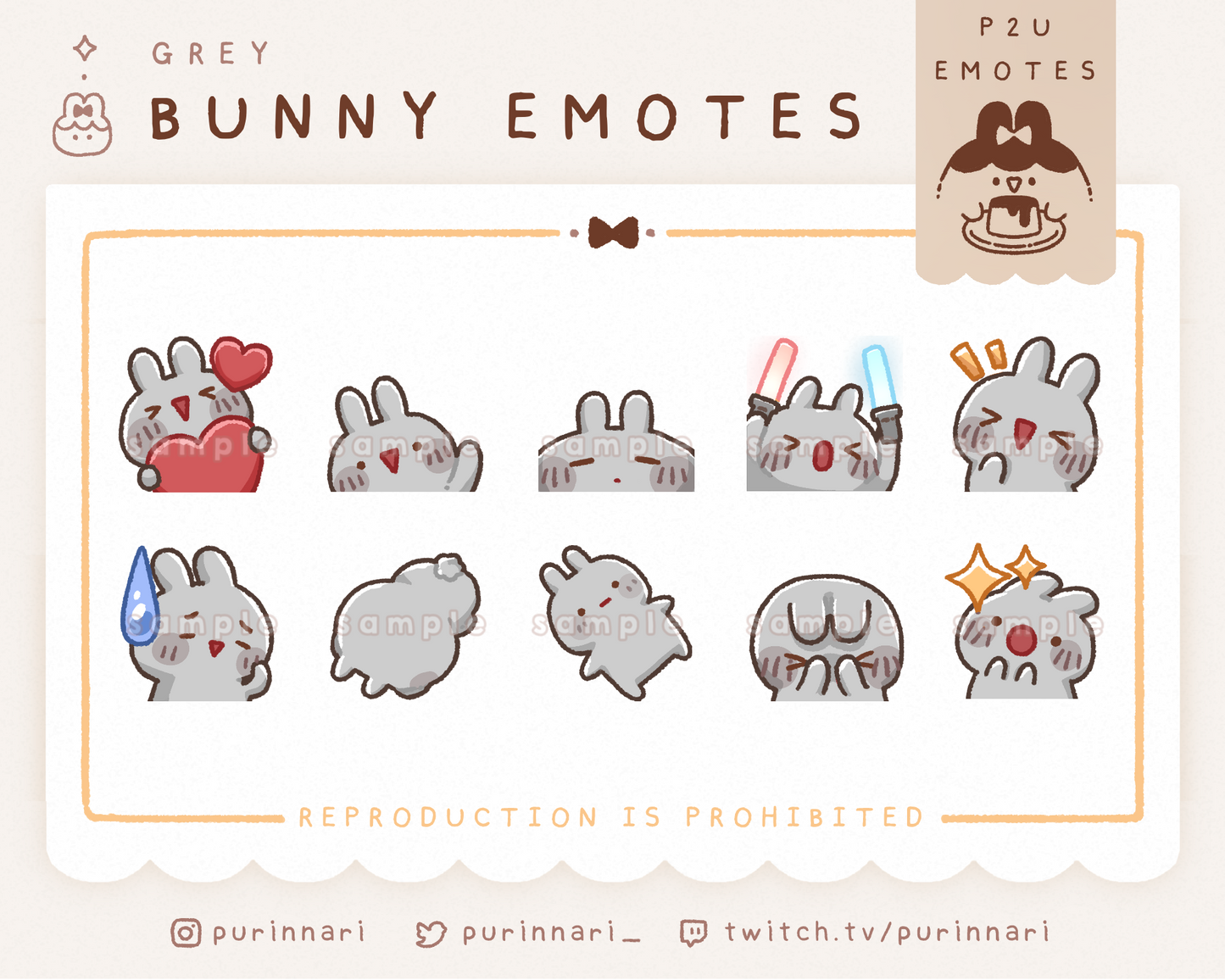 [ P2U ] Bunny Emote Bundle of 10 ⋮ Discord/Twitch/Youtube