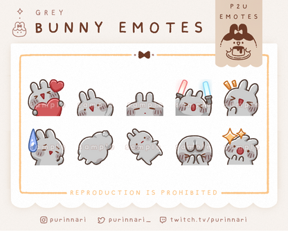 [ P2U ] Bunny Emote Bundle of 10 ⋮ Discord/Twitch/Youtube