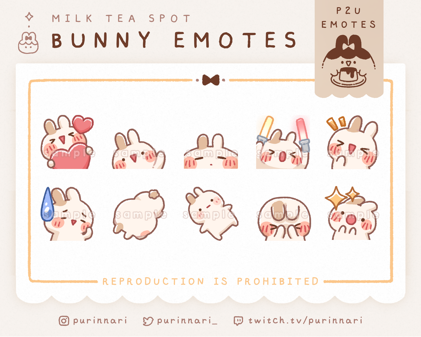 [ P2U ] Bunny Emote Bundle of 10 ⋮ Discord/Twitch/Youtube
