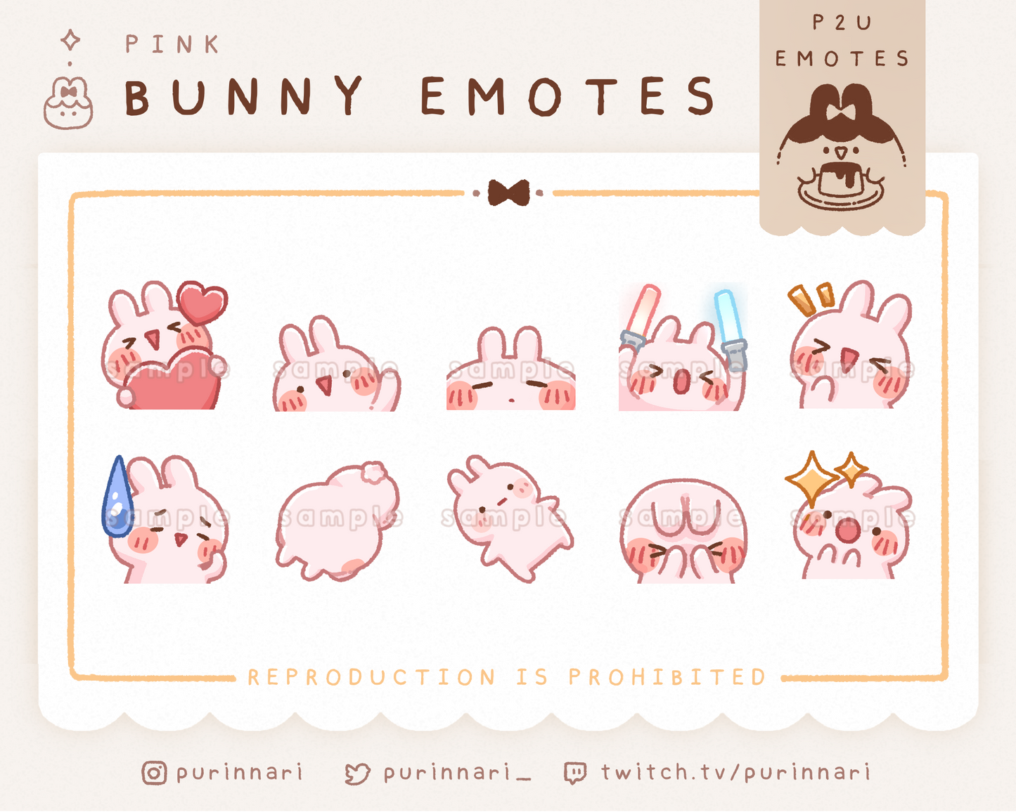 [ P2U ] Bunny Emote Bundle of 10 ⋮ Discord/Twitch/Youtube