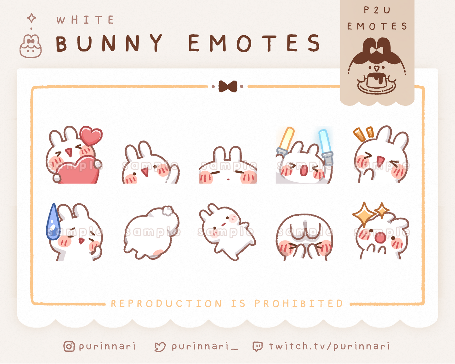 [ P2U ] Bunny Emote Bundle of 10 ⋮ Discord/Twitch/Youtube
