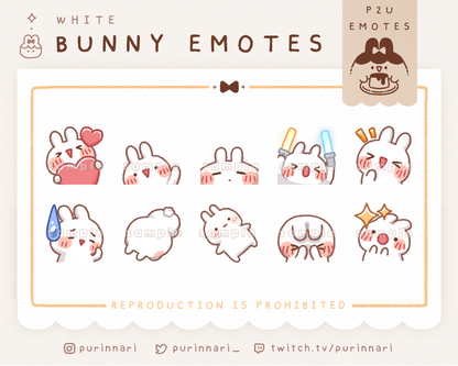 [ P2U ] Bunny Emote Bundle of 10 ⋮ Discord/Twitch/Youtube