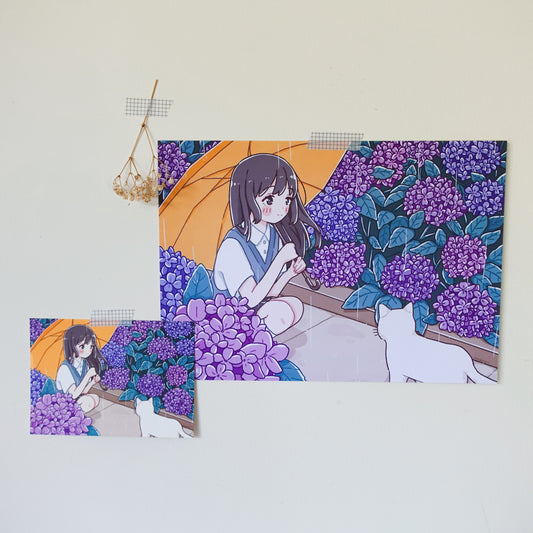 Hydrangea Garden Print Poster size (A4)