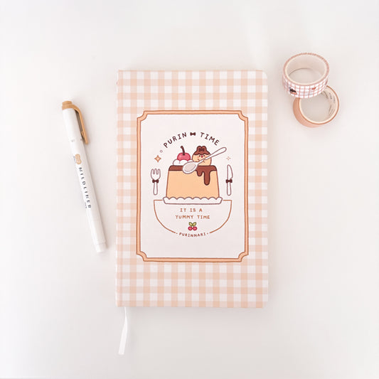 Purin Time Notebook ⋮ Leatherette Notebook with 4 paper types [ blank / dot / lined / grid]