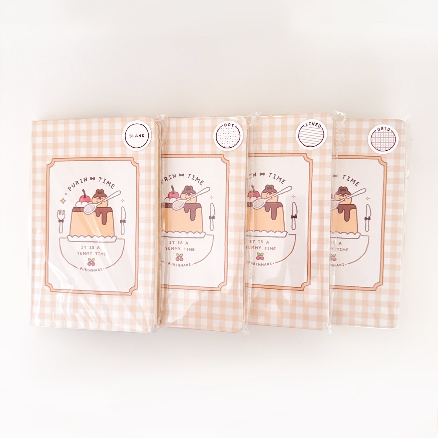 Purin Time Notebook ⋮ Leatherette Notebook with 4 paper types [ blank / dot / lined / grid]