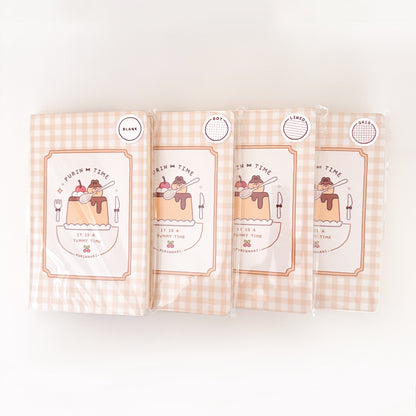 Purin Time Notebook ⋮ Leatherette Notebook with 4 paper types [ blank / dot / lined / grid]