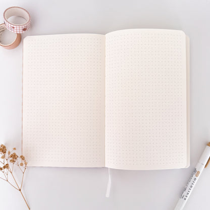 Purin Time Notebook ⋮ Leatherette Notebook with 4 paper types [ blank / dot / lined / grid]