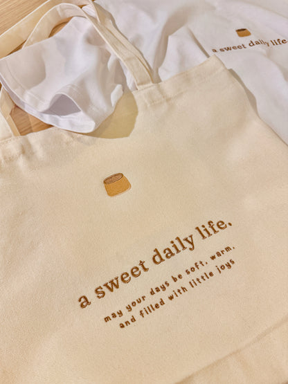 A Sweet Daily Life Tote Bag with Pocket