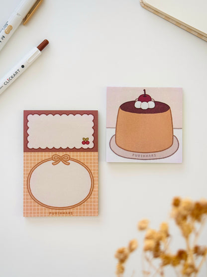 Purin with Cherry Sticky Note and Memo Pad Set