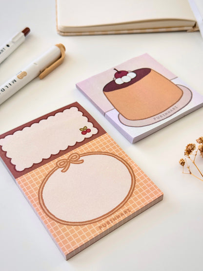 Purin with Cherry Sticky Note and Memo Pad Set