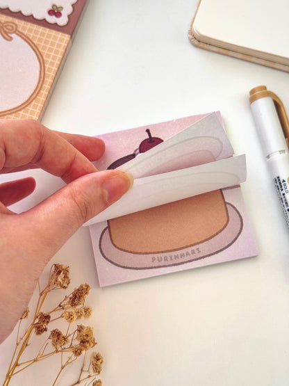 Purin with Cherry Sticky Note and Memo Pad Set
