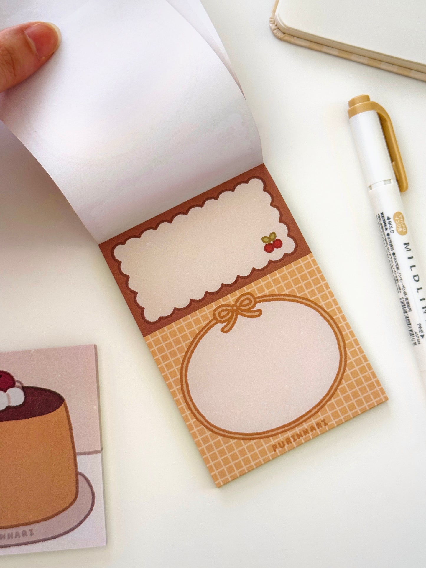Purin with Cherry Sticky Note and Memo Pad Set