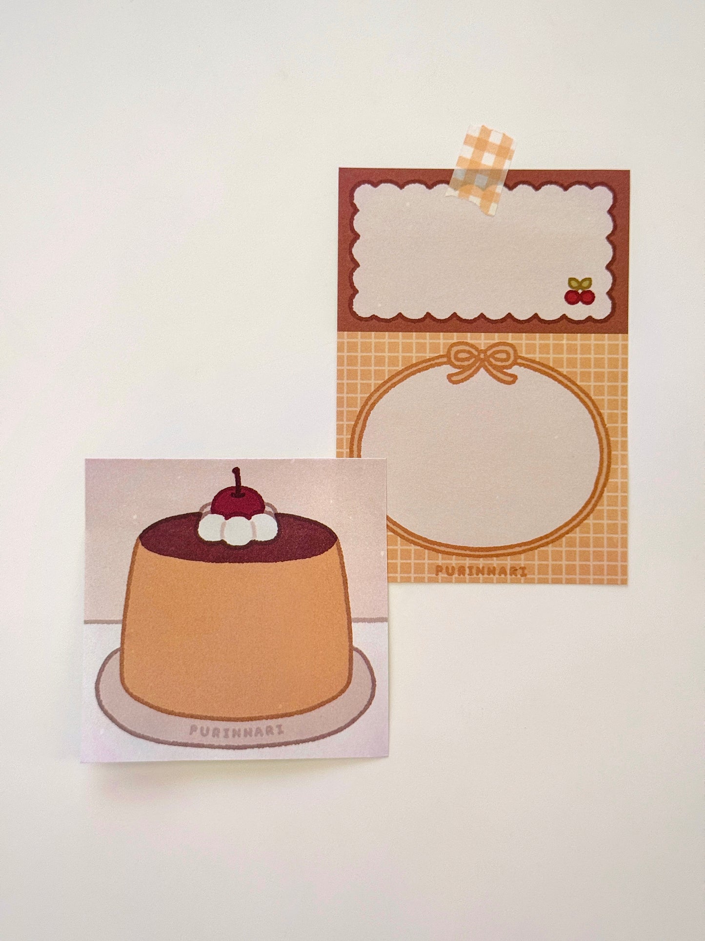 Purin with Cherry Sticky Note and Memo Pad Set
