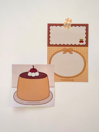 Purin with Cherry Sticky Note and Memo Pad Set
