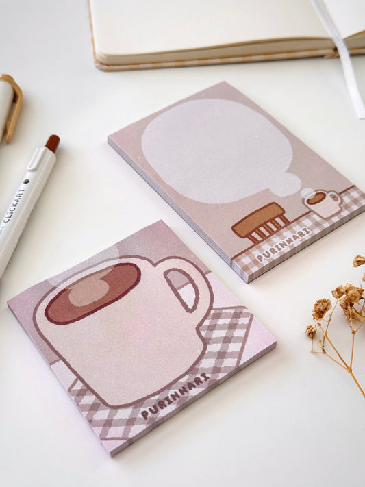 Warm Cup of Coffee Sticky Note and Memo Pad Set