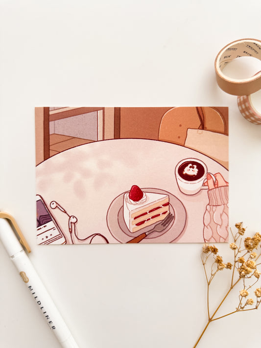 Strawberry Shortcake Cafe Table Postcard Style Art Print