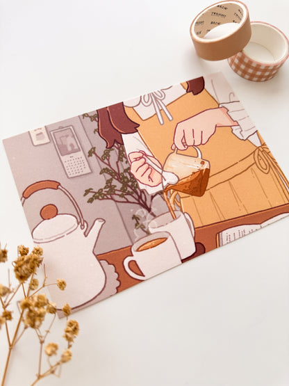 A Cup of Tea for Two Postcard Style Art Print ⋮ Purinnari