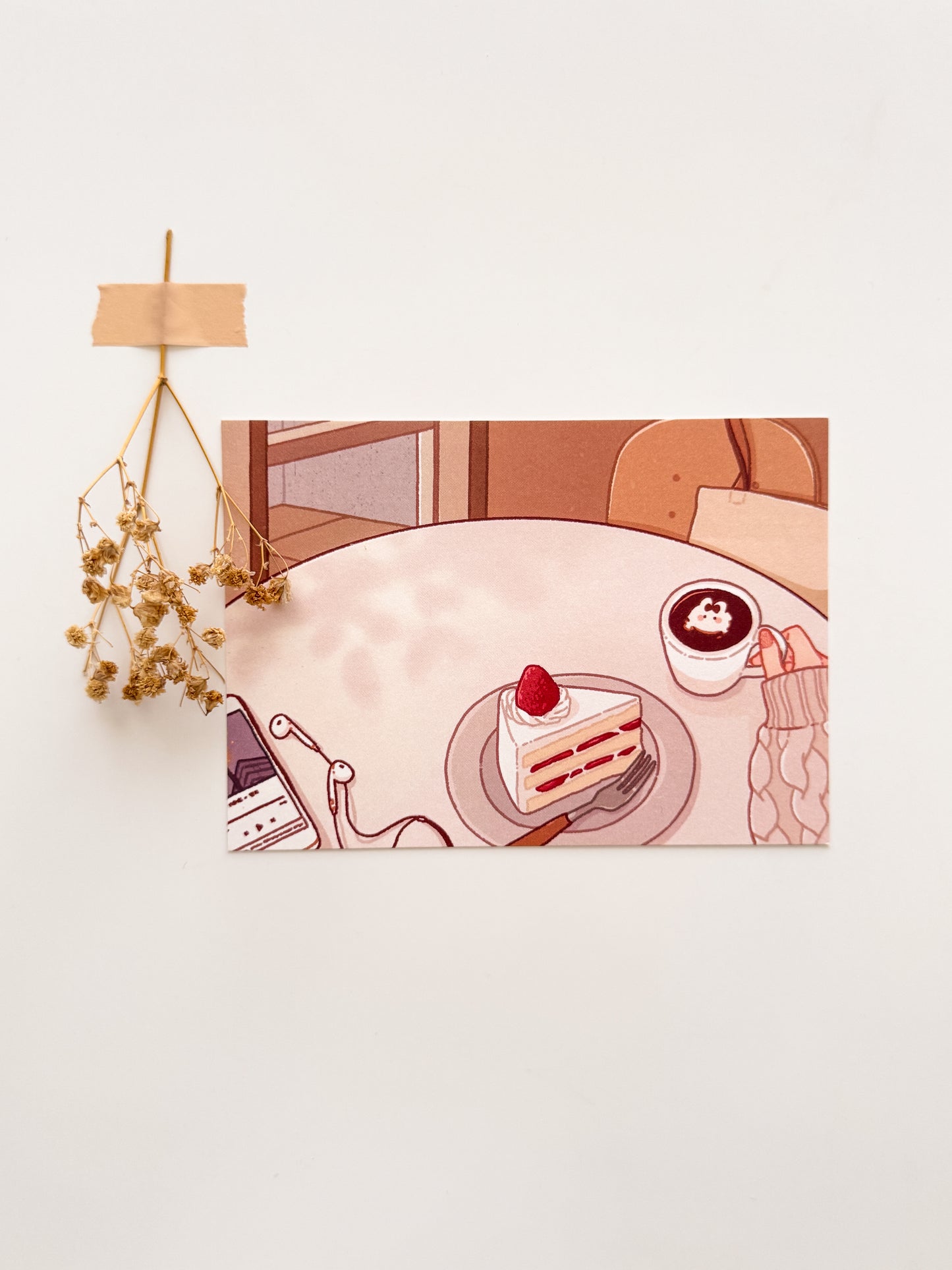 Strawberry Shortcake Cafe Table Postcard Style Art Print
