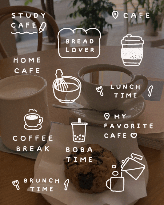 [ CAFE ] Animated Handwritten Stickers Vlog / Digital Journaling Assets ⋮ Minimalistic & Aesthetic