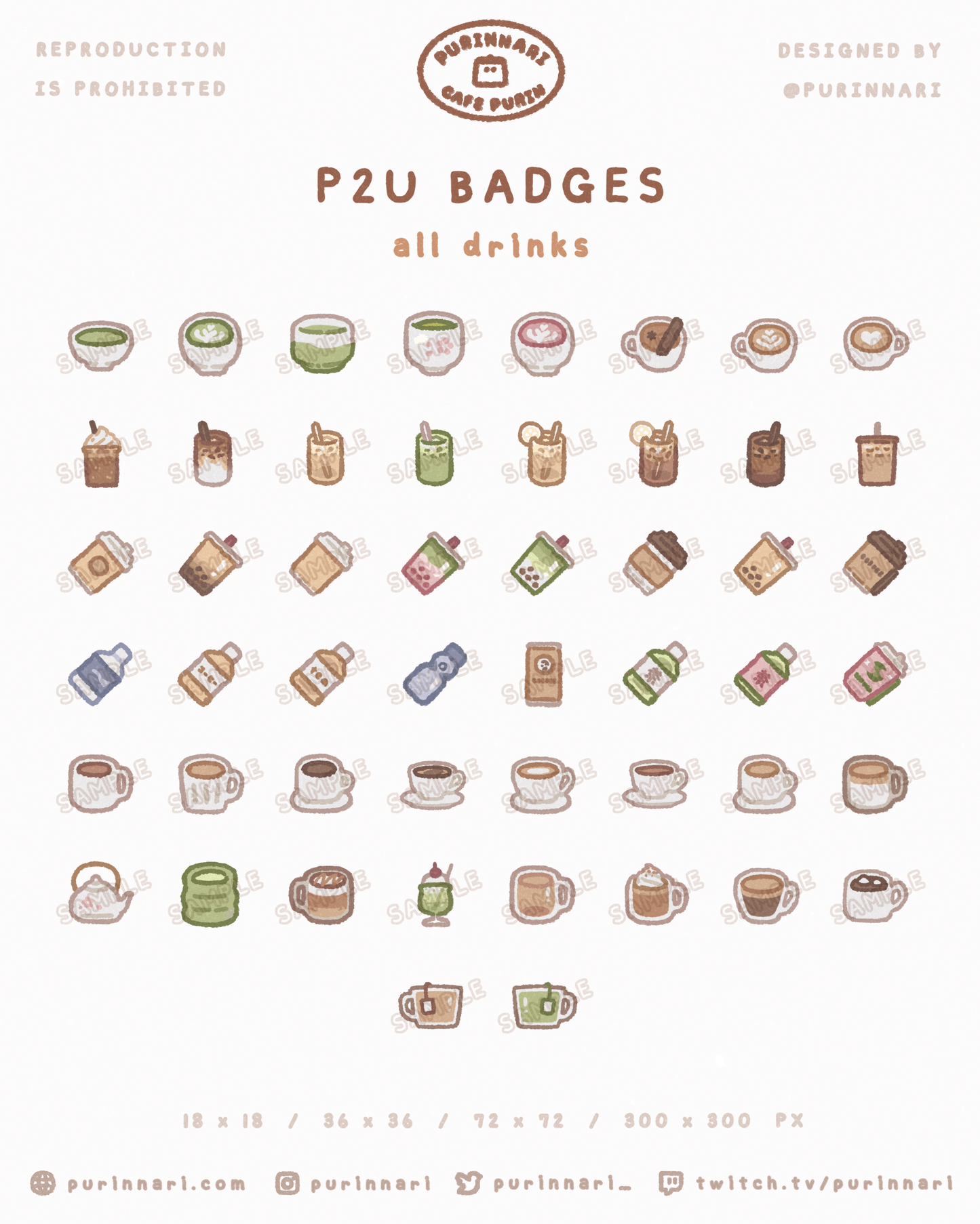 [ P2U ] Drinks Badge Bundle of 50 ⋮ Twitch/Youtube/Discord
