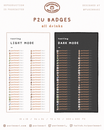 [ P2U ] Drinks Badge Bundle of 50 ⋮ Twitch/Youtube/Discord