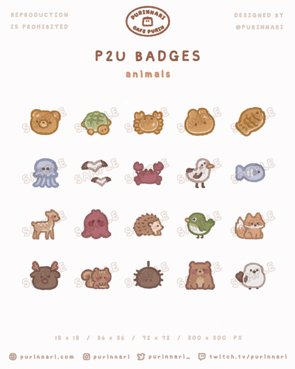 [ P2U ] Animals Badge Bundle of 20 ⋮ Twitch/Youtube/Discord