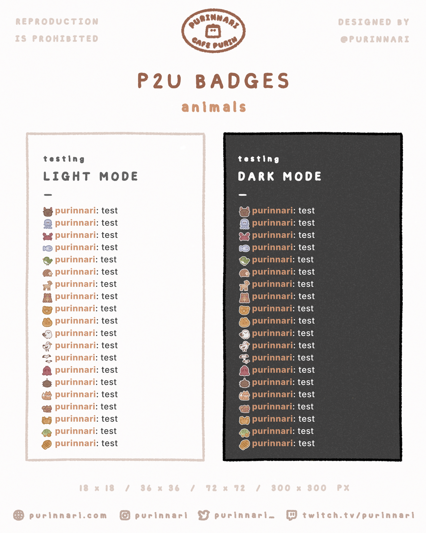 [ P2U ] Animals Badge Bundle of 20 ⋮ Twitch/Youtube/Discord