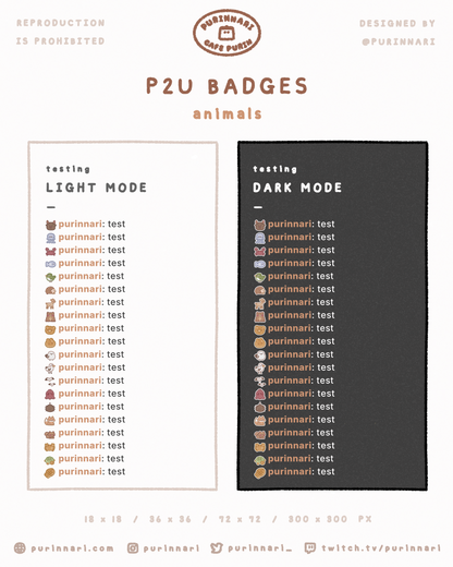 [ P2U ] Animals Badge Bundle of 20 ⋮ Twitch/Youtube/Discord