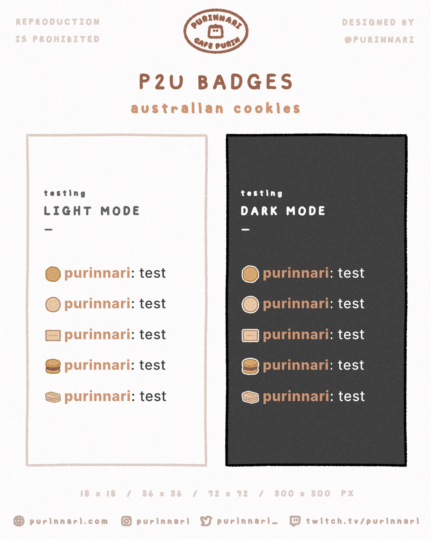 [ P2U ] Australian Cookies Badge Bundle of 5 ⋮ Twitch/Youtube/Discord