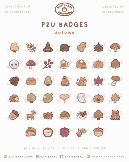 [ P2U ] Autumn Badge Bundle of 40 ⋮ Twitch/Youtube/Discord