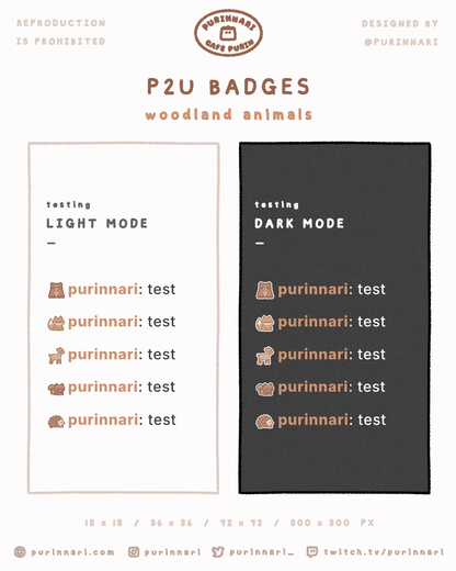 [ P2U ] Woodland Animal Badge Bundle of 5 ⋮ Twitch/Youtube/Discord