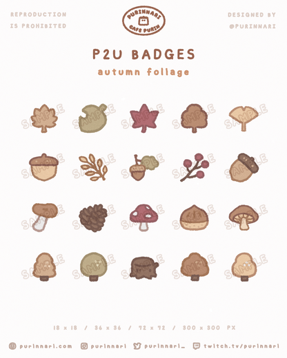 [ P2U ] Autumn Foliage Badge Bundle of 20 ⋮ Twitch/Youtube/Discord