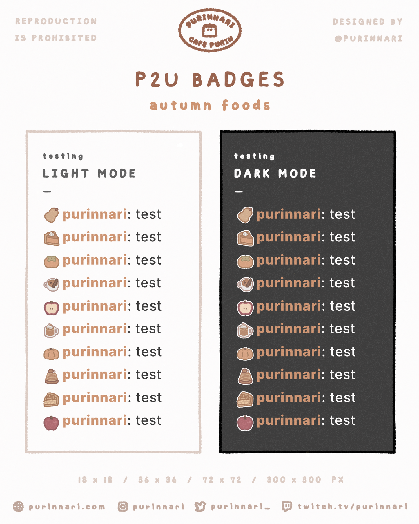 [ P2U ] Autumn Foods Badge Bundle of 10 ⋮ Twitch/Youtube/Discord