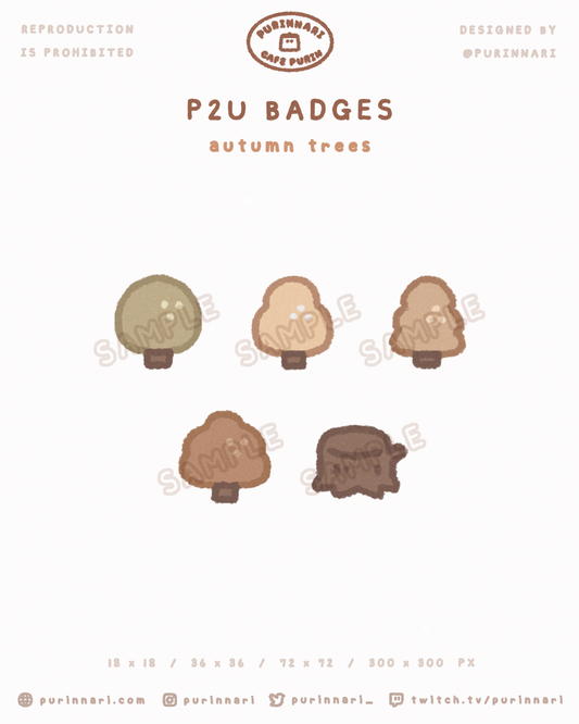[ P2U ] Autumn Trees Badge Bundle of 5 ⋮ Twitch/Youtube/Discord