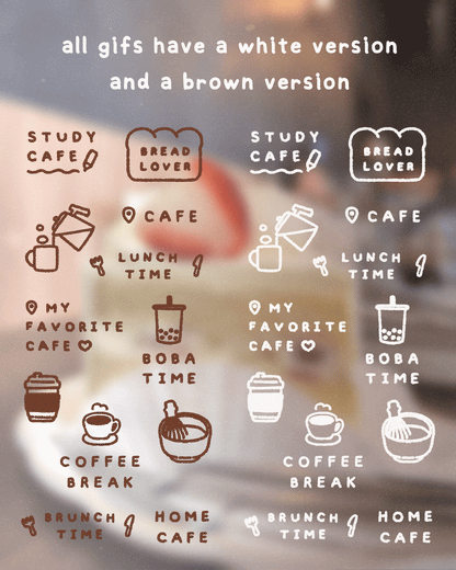 [ CAFE ] Animated Handwritten Stickers Vlog / Digital Journaling Assets ⋮ Minimalistic & Aesthetic