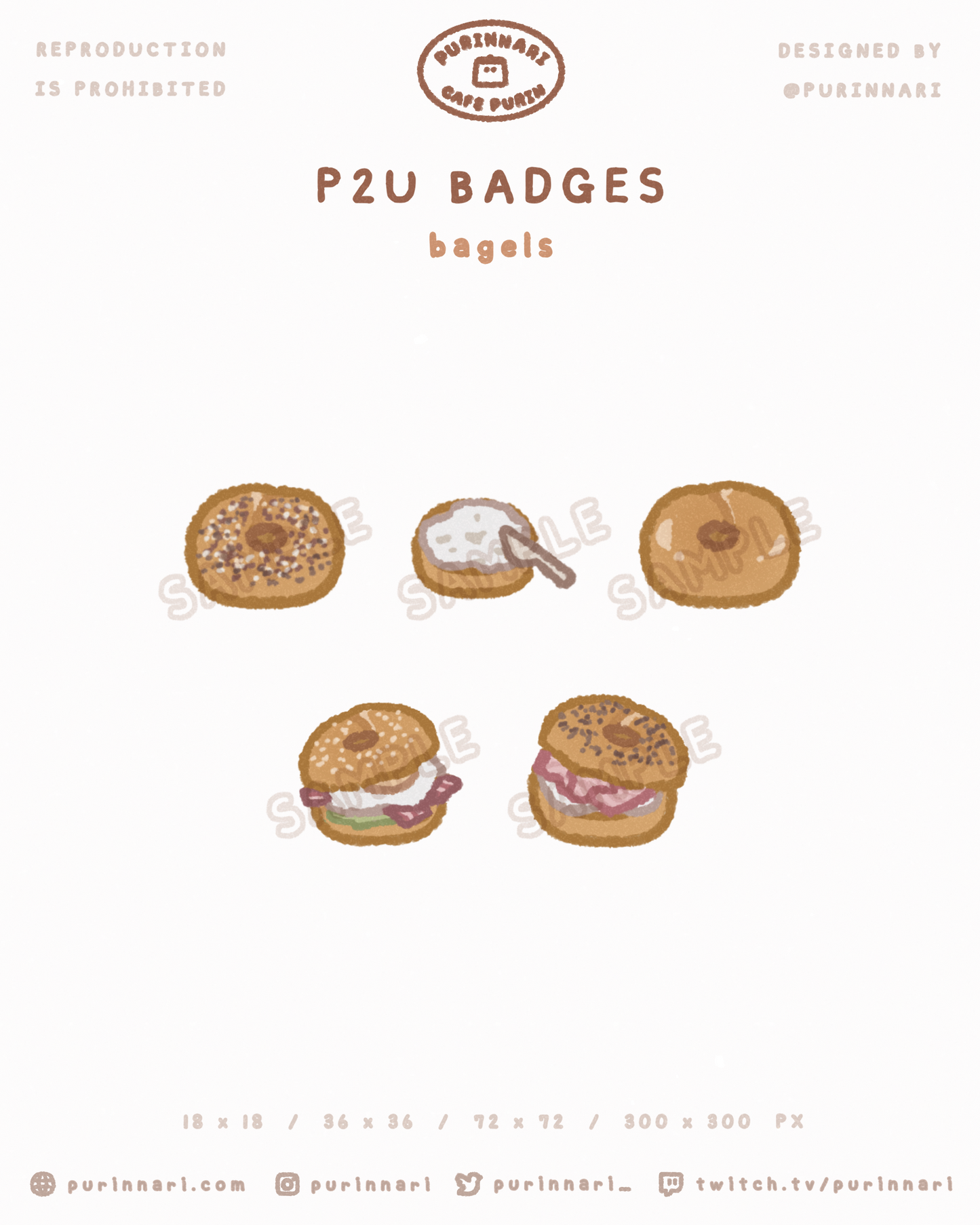 [ P2U ] Bagels Badge Bundle of 5 ⋮ Twitch/Youtube/Discord