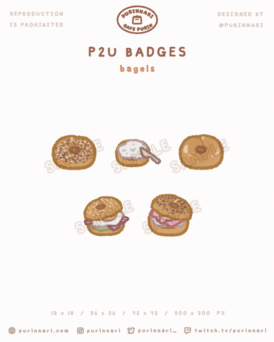 [ P2U ] Bagels Badge Bundle of 5 ⋮ Twitch/Youtube/Discord