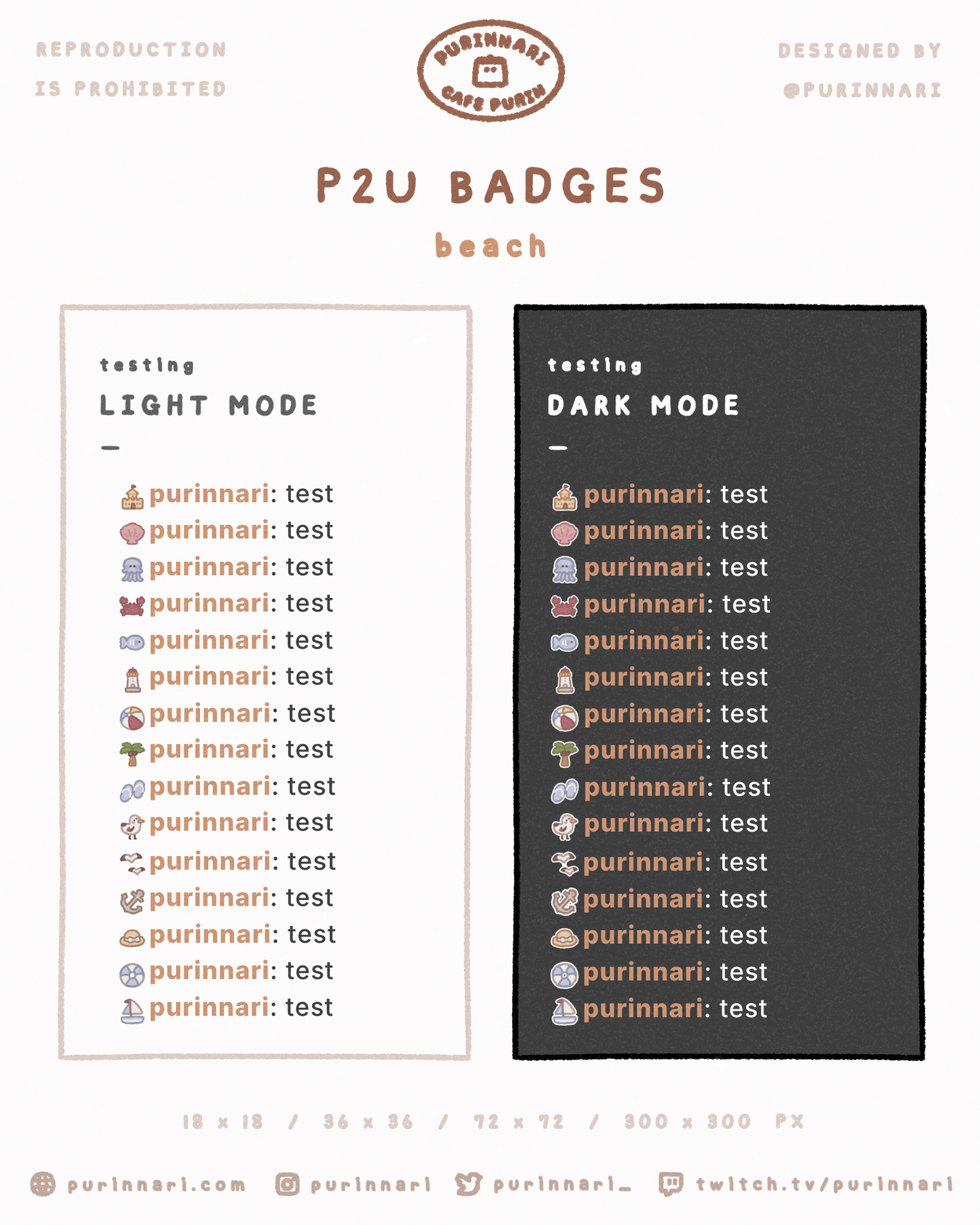 [ P2U ] Summer Beach Badge Bundle of 15 ⋮ Twitch/Youtube/Discord