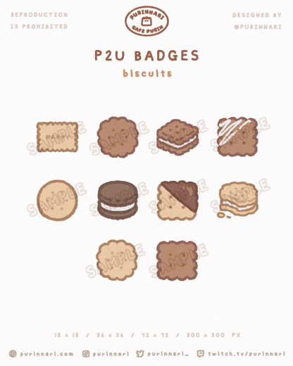[ P2U ] Biscuits Badge Bundle of 10 ⋮ Twitch/Youtube/Discord