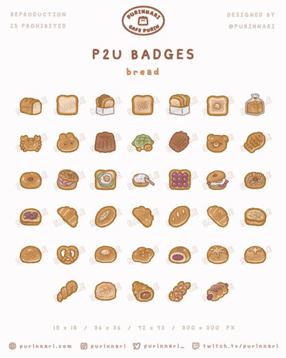 [ P2U ] Bread Badge Bundle of 40 ⋮ Twitch/Youtube/Discord