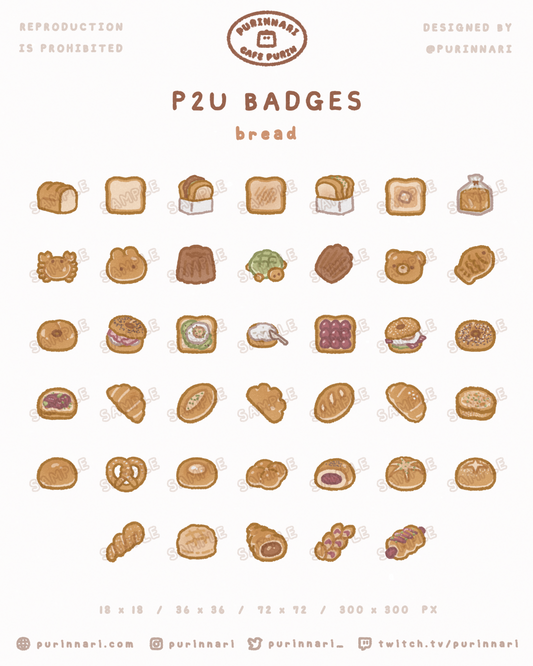 [ P2U ] Bread Badge Bundle of 40 ⋮ Twitch/Youtube/Discord
