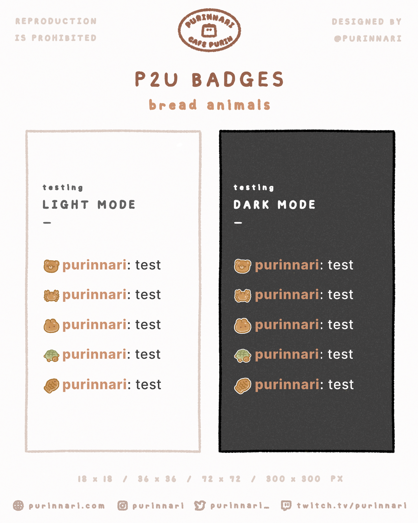 [ P2U ] Bread Animal Badge Bundle of 5 ⋮ Twitch/Youtube/Discord