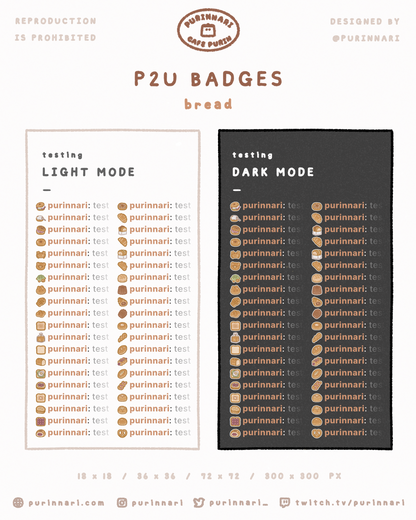 [ P2U ] Bread Badge Bundle of 40 ⋮ Twitch/Youtube/Discord