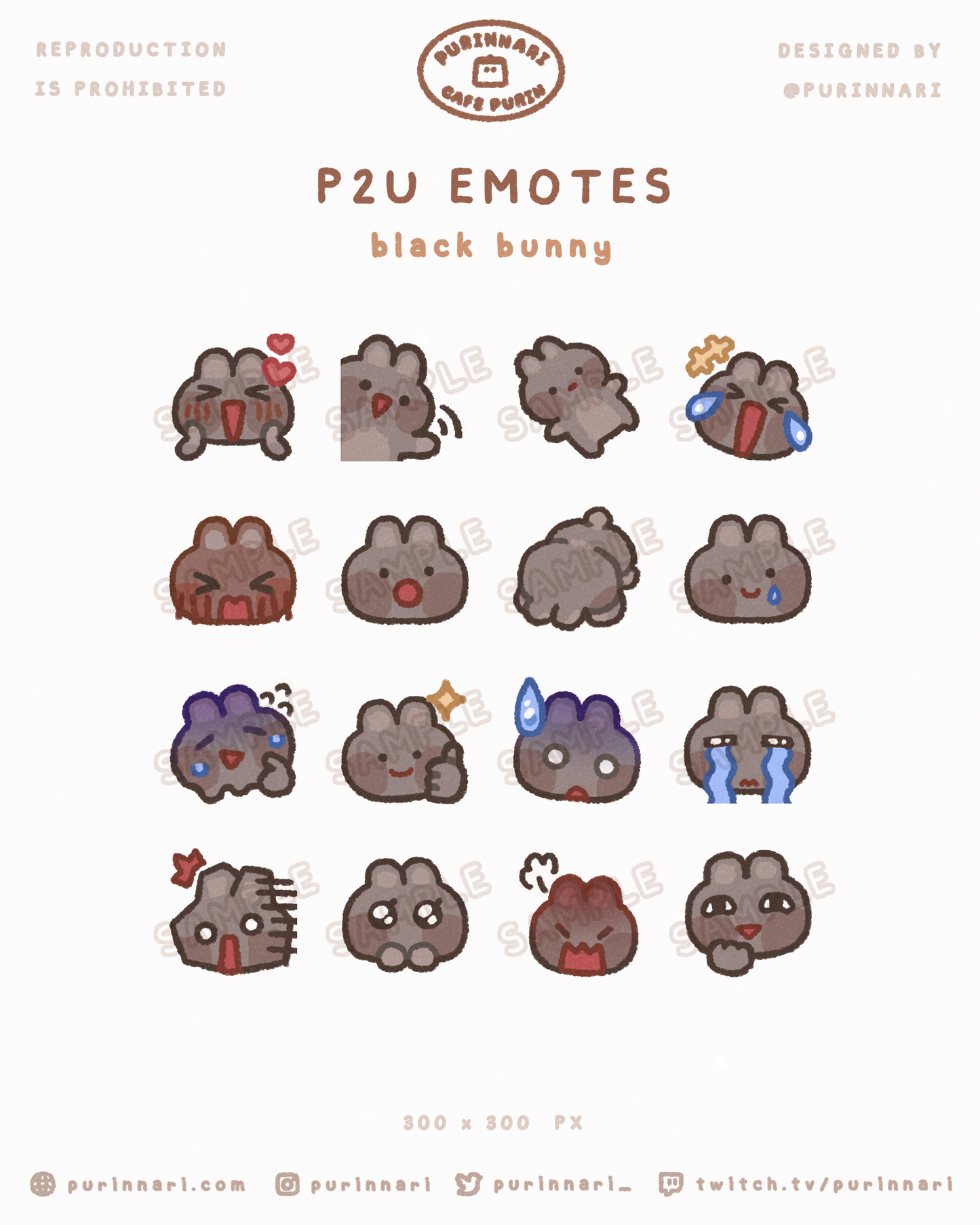 [ P2U ] Bunny Emote Bundle of 16 ⋮ Discord/Twitch/Youtube