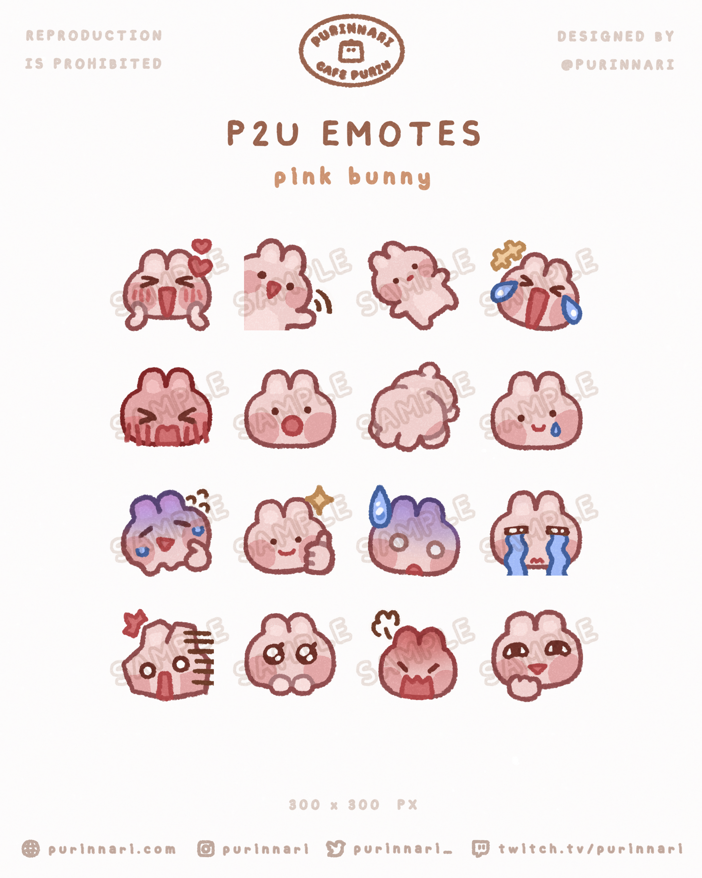 [ P2U ] Bunny Emote Bundle of 16 ⋮ Discord/Twitch/Youtube