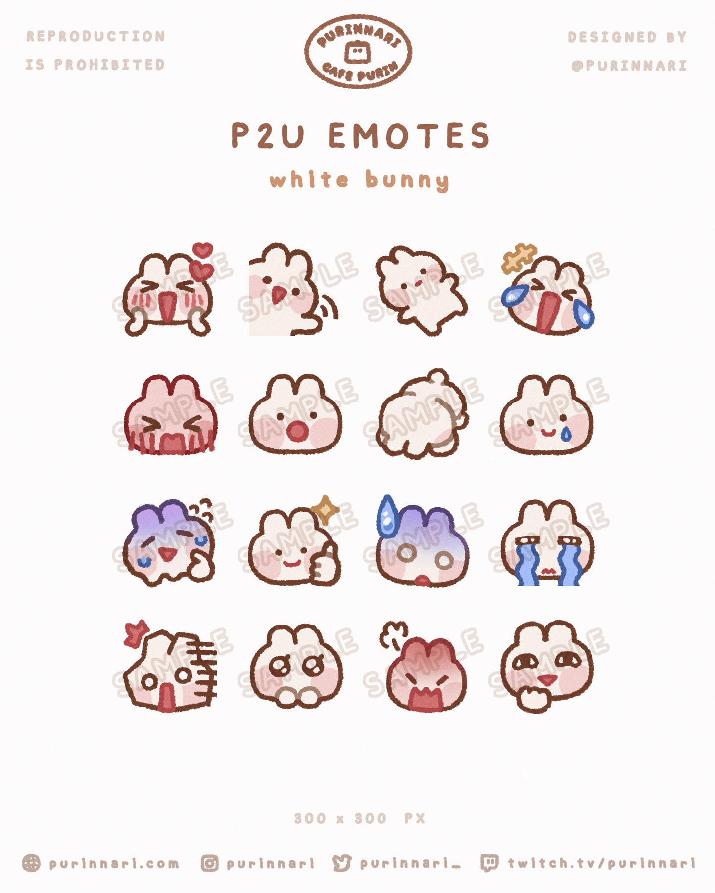 [ P2U ] Bunny Emote Bundle of 16 ⋮ Discord/Twitch/Youtube